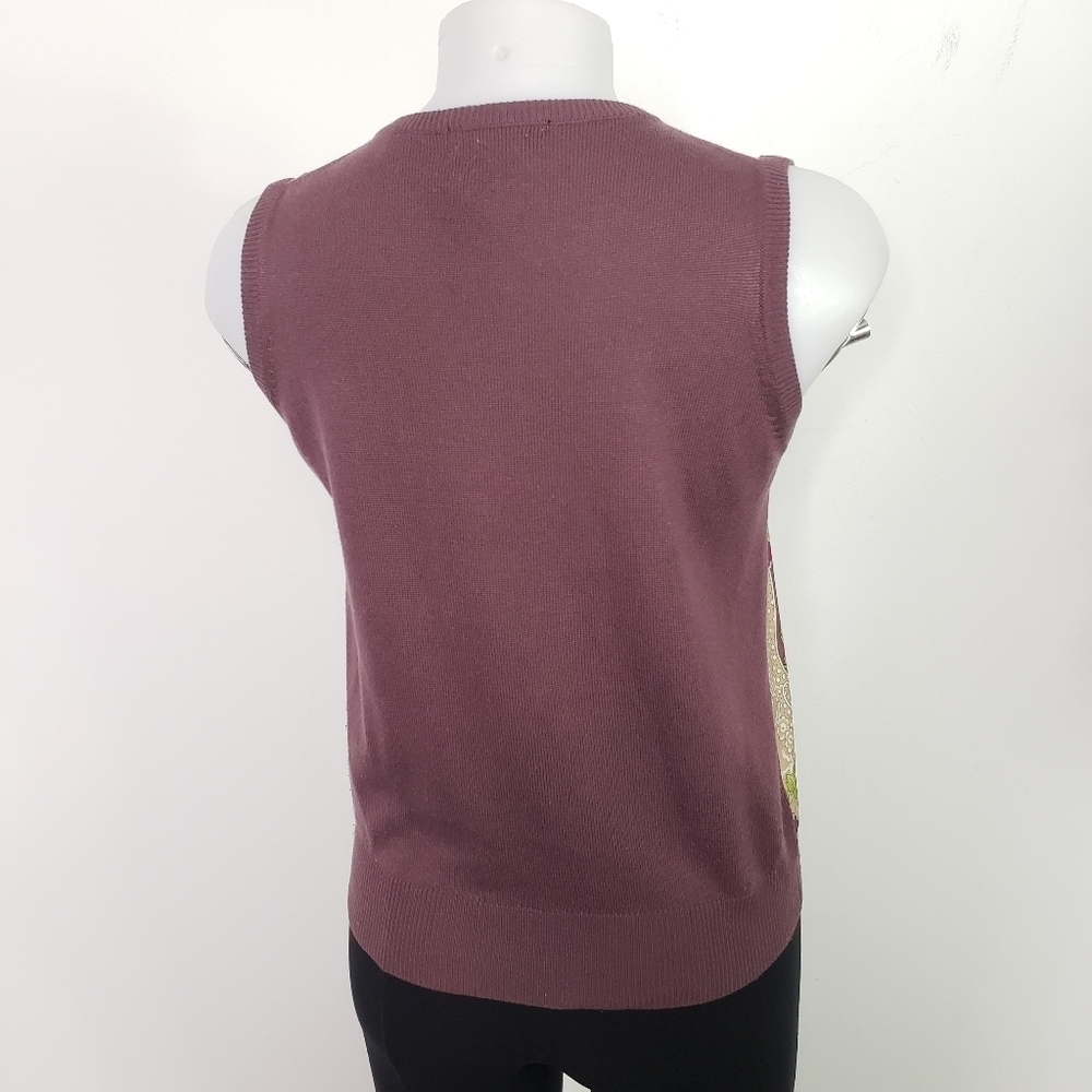Whistles brown floral silk cashmere sleeveless sweater - Picture 5 of 6